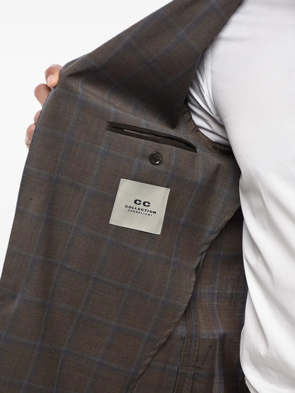 Corneliani plaid-pattern single-breasted blazer Bruin