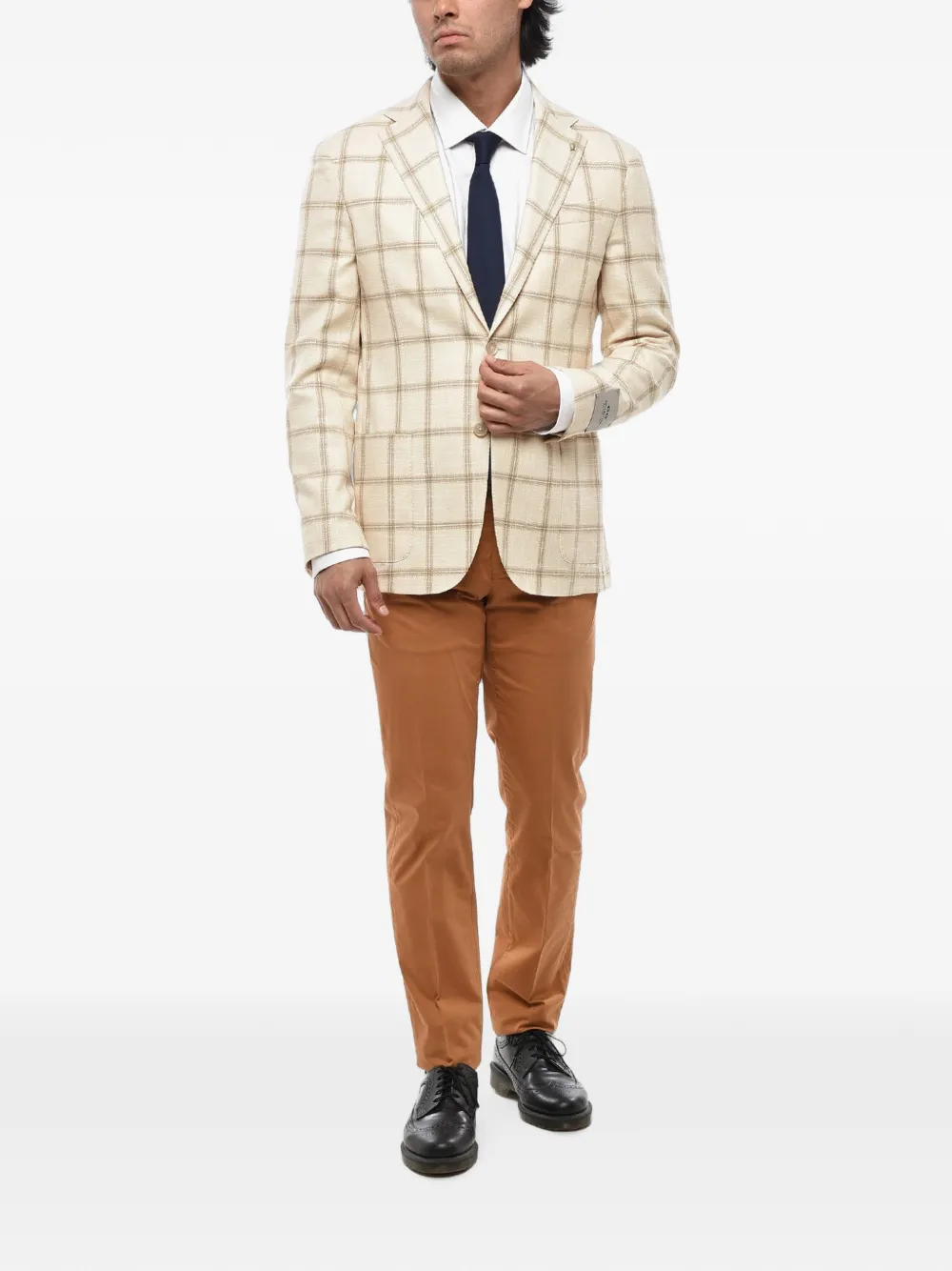 Corneliani checked patch-pocket blazer Beige