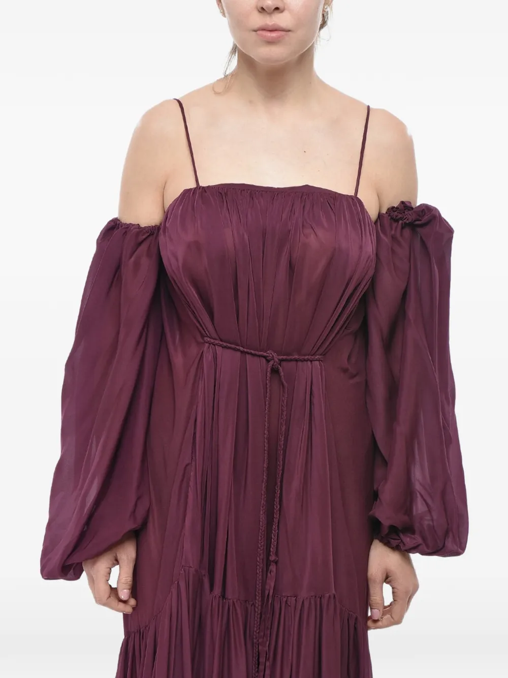 SUPER BLOND ruffled puff-sleeve maxi dress