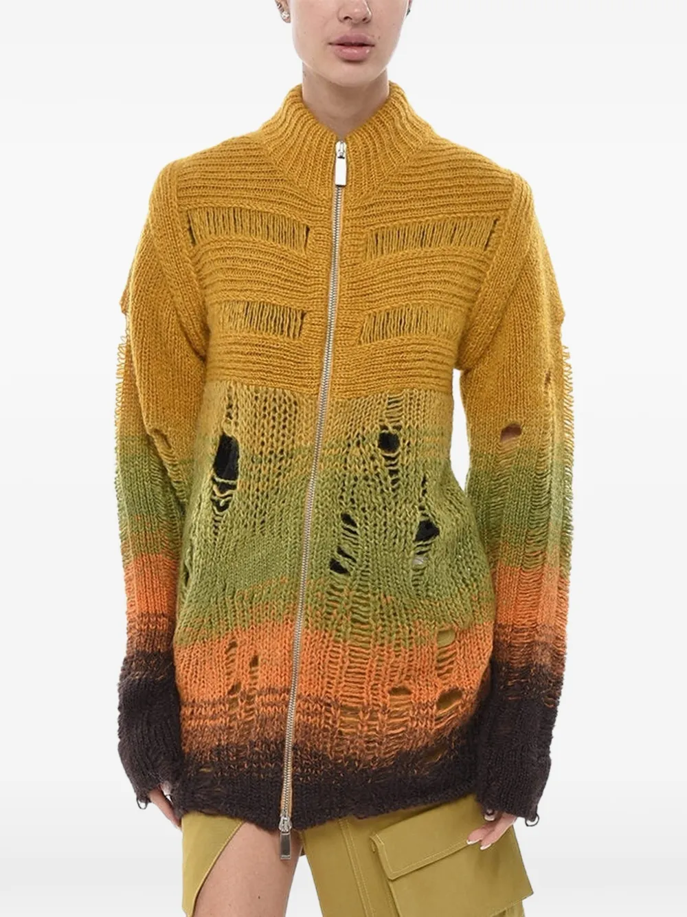 Off-White degradé distressed cardigan - Gelb