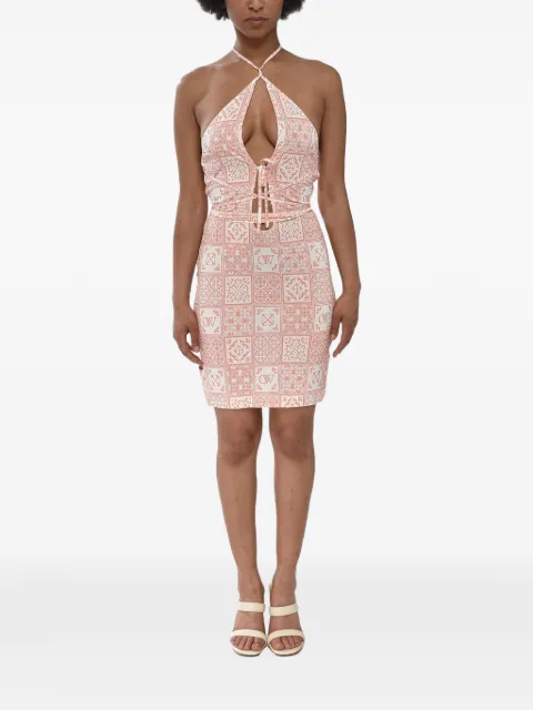 Off-White Maiolica Minikleid mit Schnürung