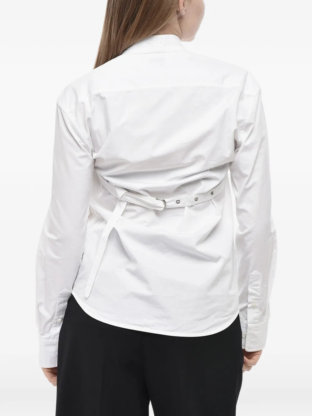 Off-White Popeline blouse met gekruiste bandjes Wit