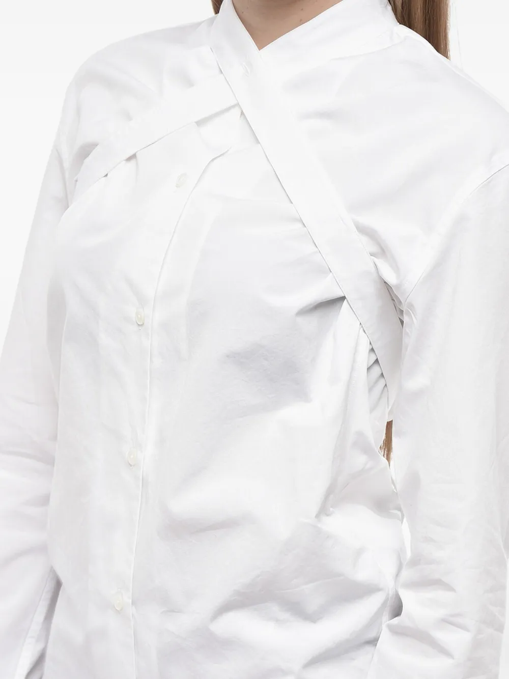 Off-White Popeline blouse met gekruiste bandjes Wit