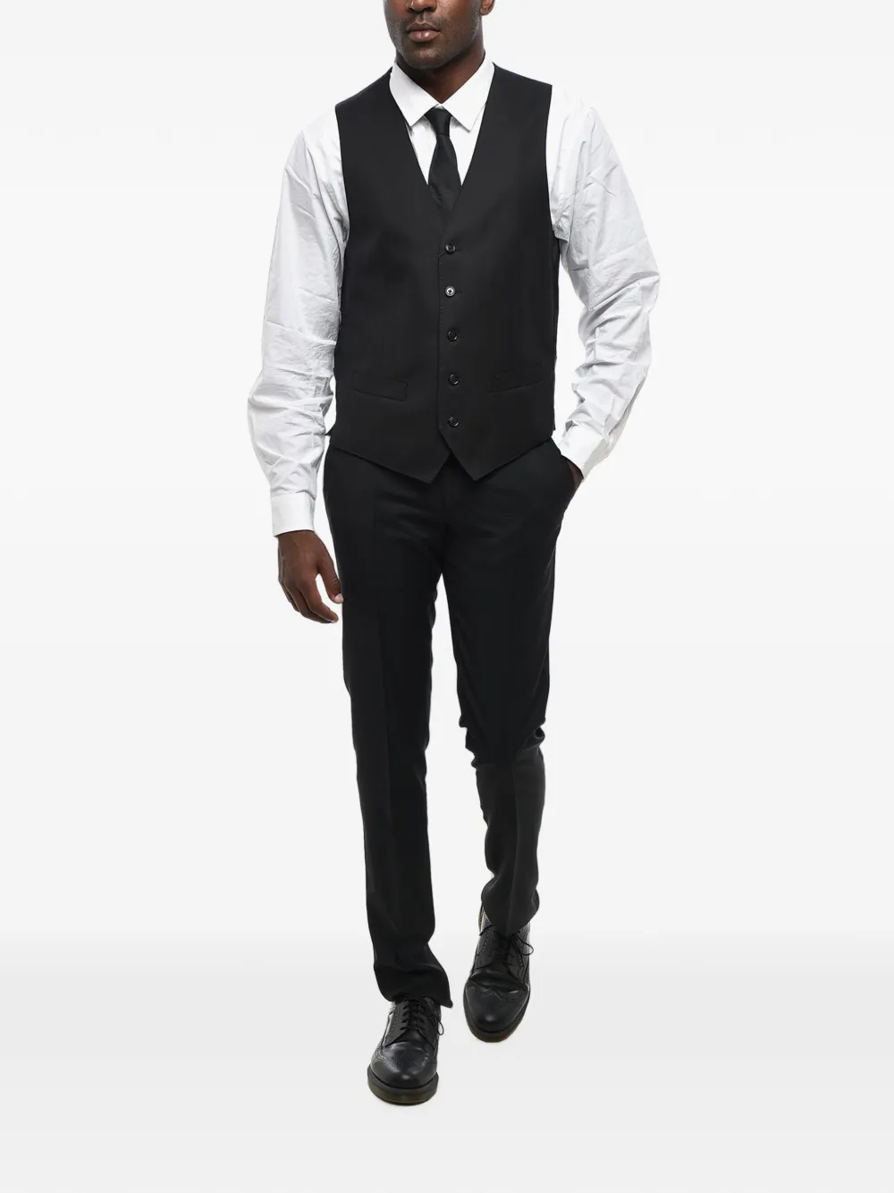Corneliani V-neck welt-pocket waistcoat Zwart