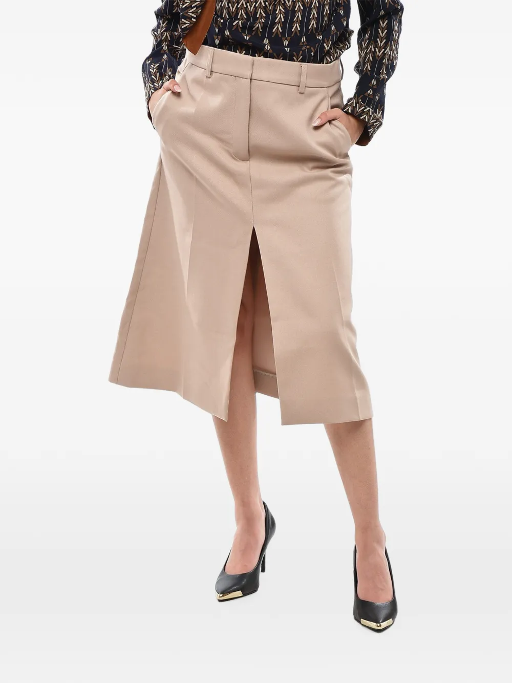 Stella McCartney midi Alisha front-slit skirt - Nude