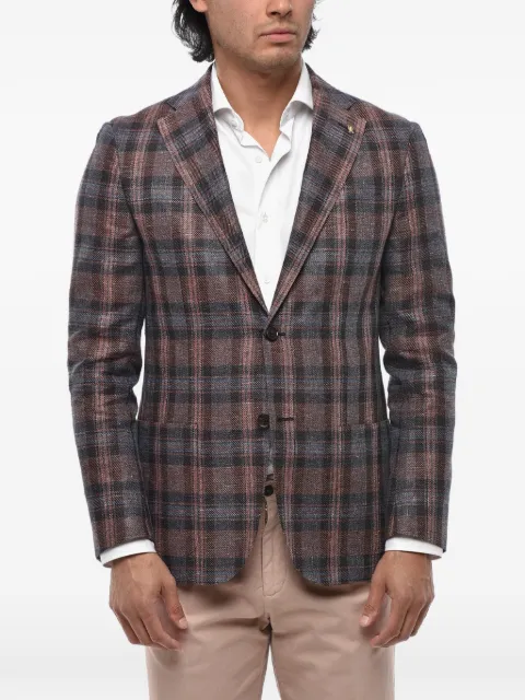 Corneliani tartan-print linen-blend blazer