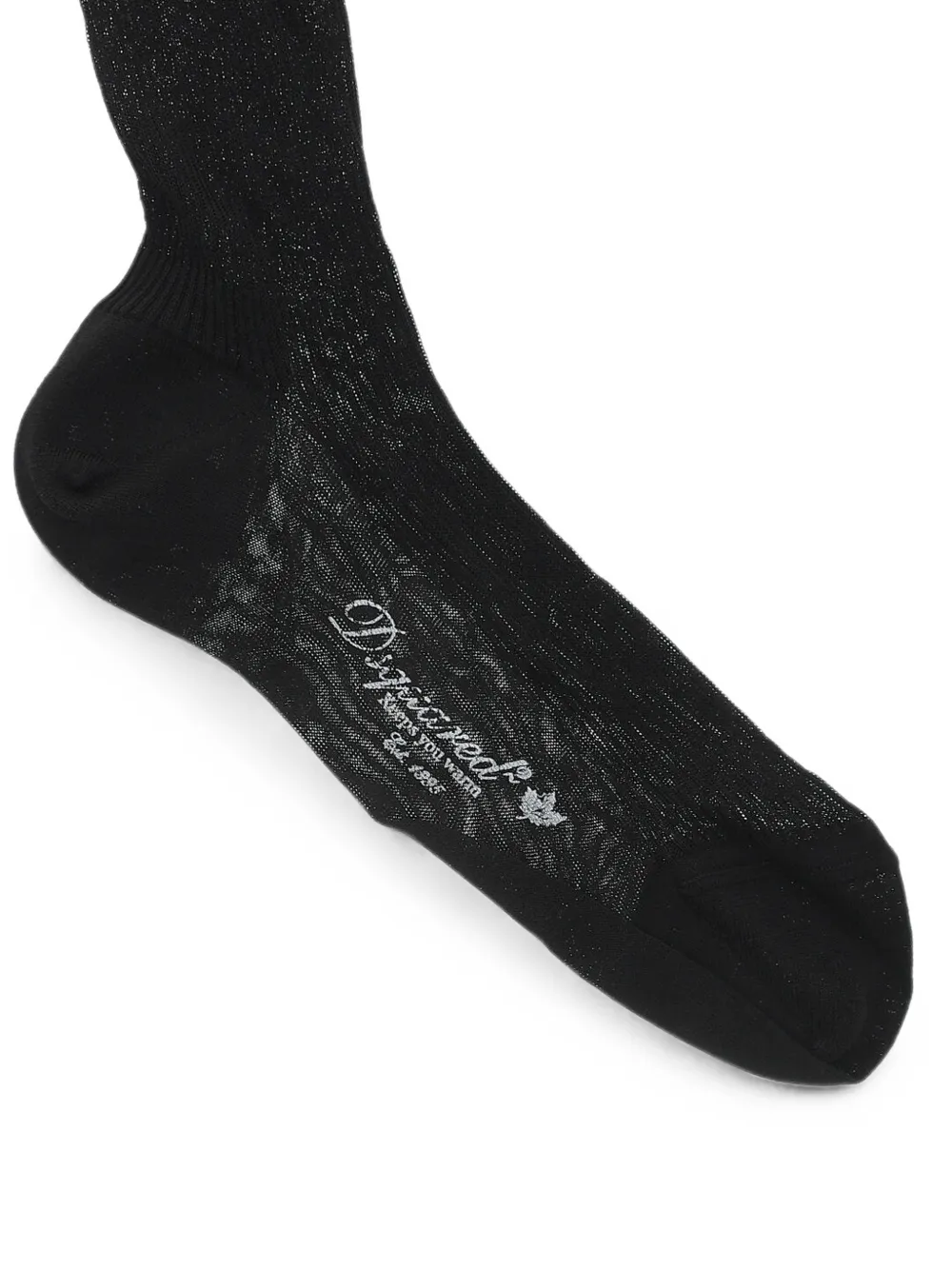 DSQUARED2 Ribgebreide sokken met logo-print Zwart