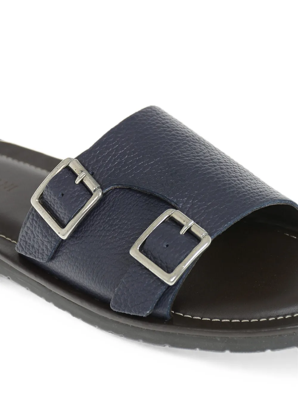 Corneliani hammered-leather double-buckle sandals Blauw