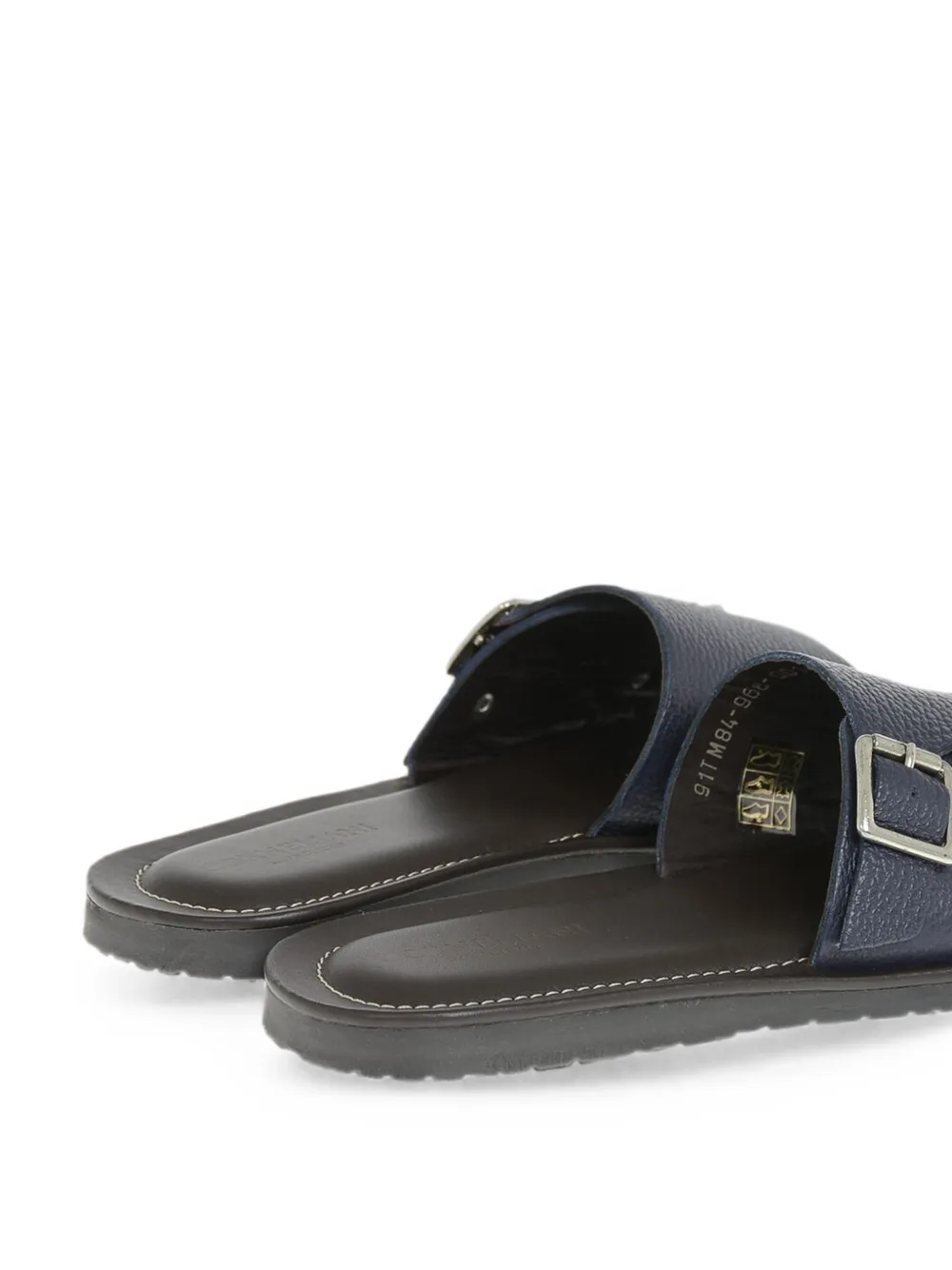 Corneliani hammered-leather double-buckle sandals Blauw