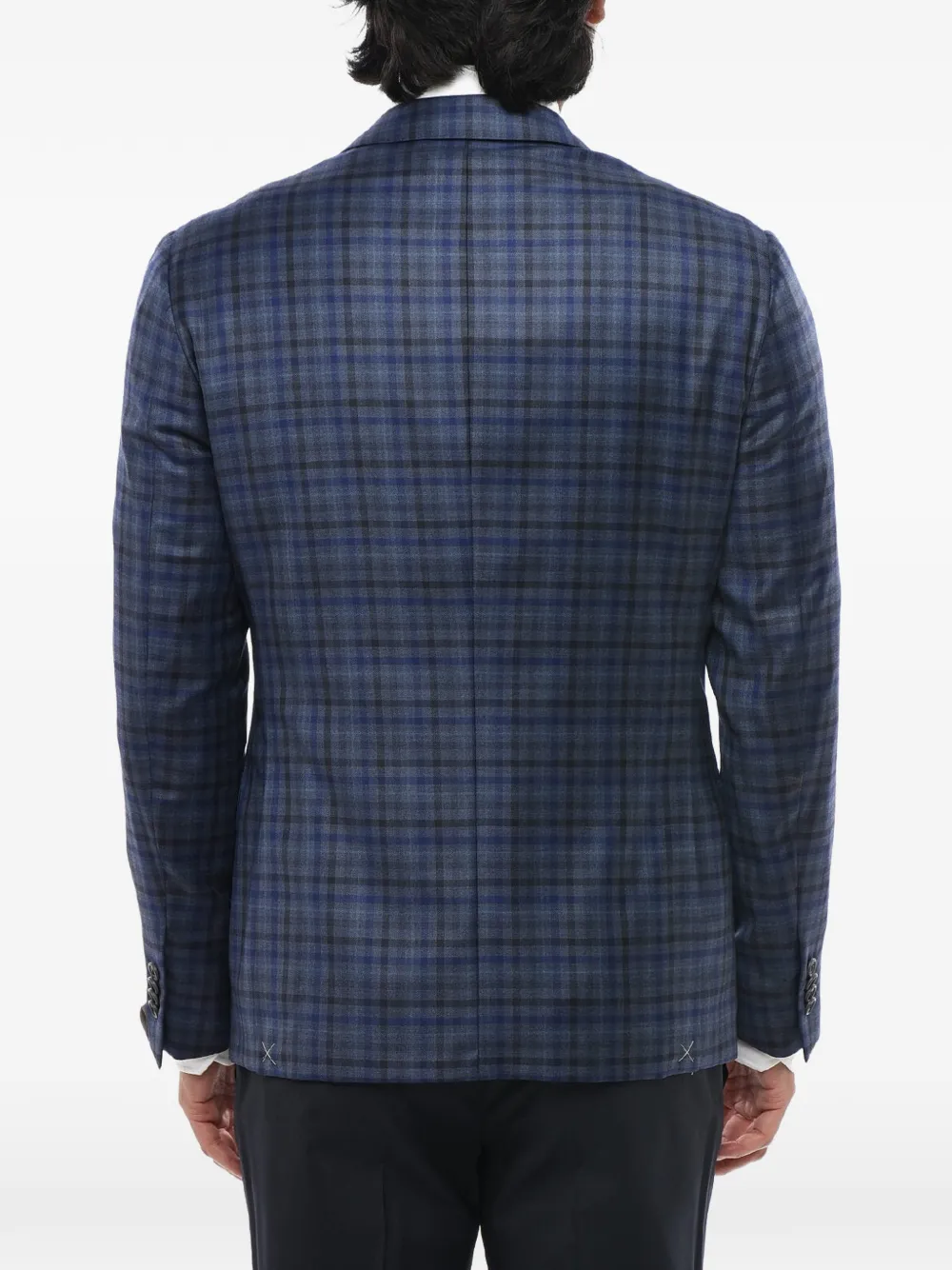 Corneliani Gate checked single-breasted blazer Blauw