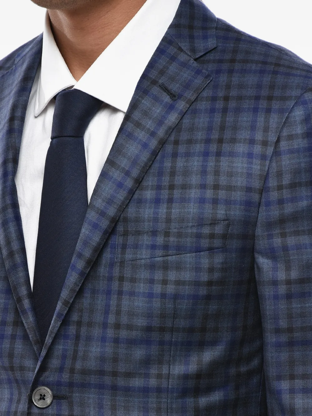Corneliani Gate checked single-breasted blazer Blauw
