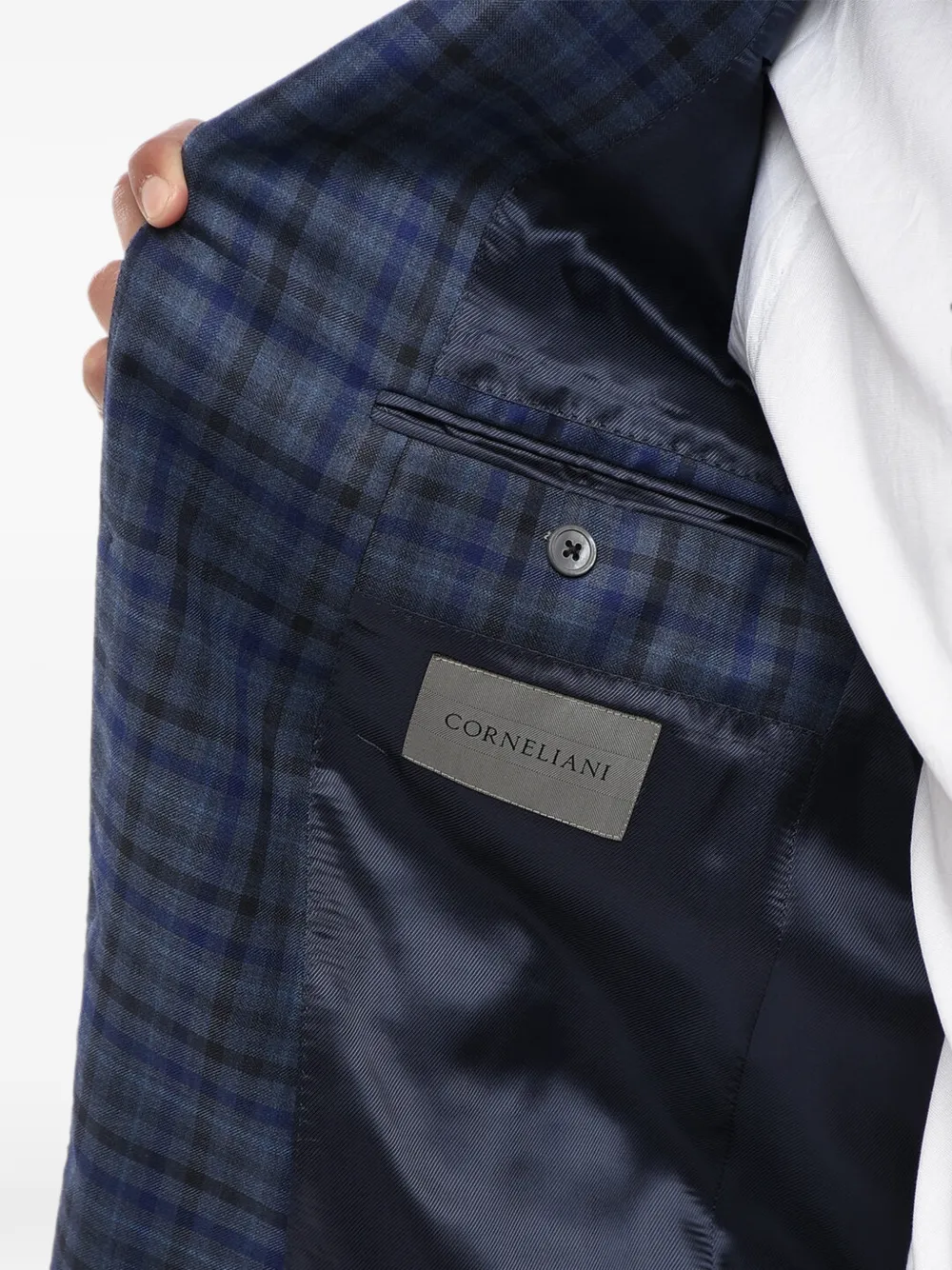 Corneliani Gate checked single-breasted blazer Blauw