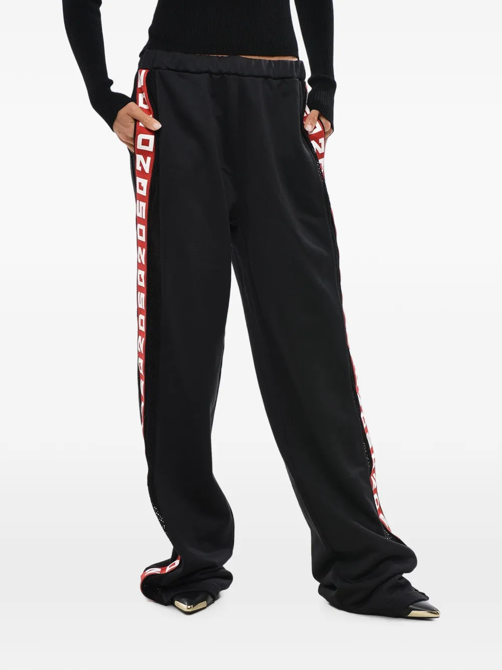 DSQUARED2 logo-band mesh-insert track trousers - Schwarz