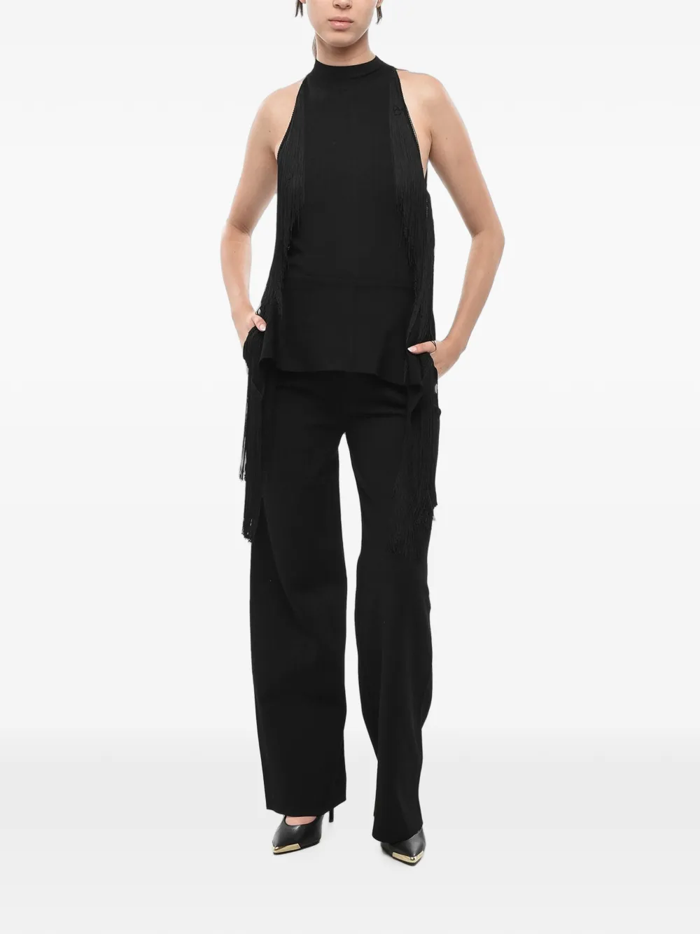 Stella McCartney fringe-trim sleeveless jumpsuit - Schwarz
