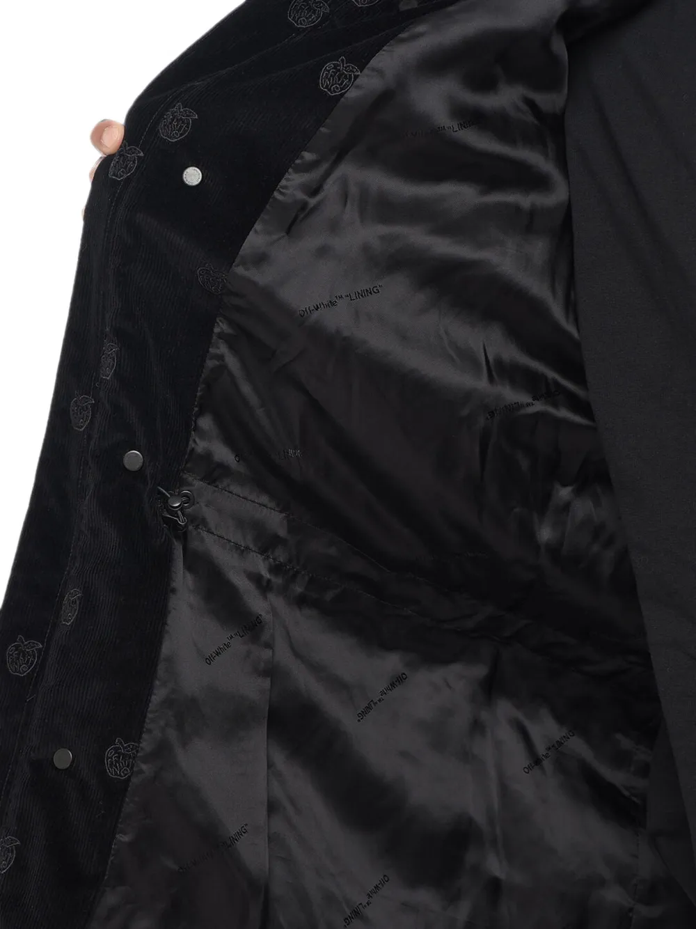 Off-White Hands Off embroidered velour jacket Zwart