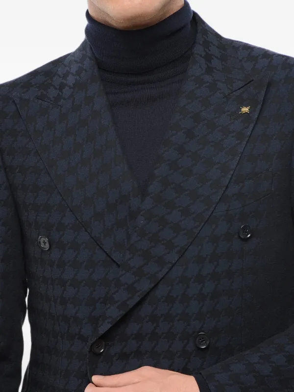 Corneliani ハウンドトゥース ダブルジャケット | ブルー | FARFETCH JP