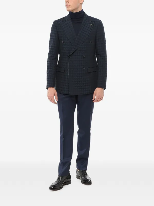 Corneliani ハウンドトゥース ダブルジャケット | ブルー | FARFETCH JP