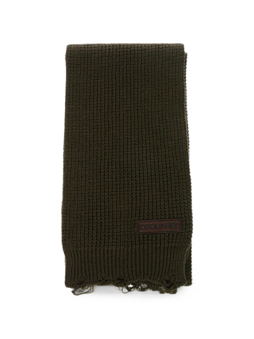 DSQUARED2 logo-patch fringed-hem scarf Groen