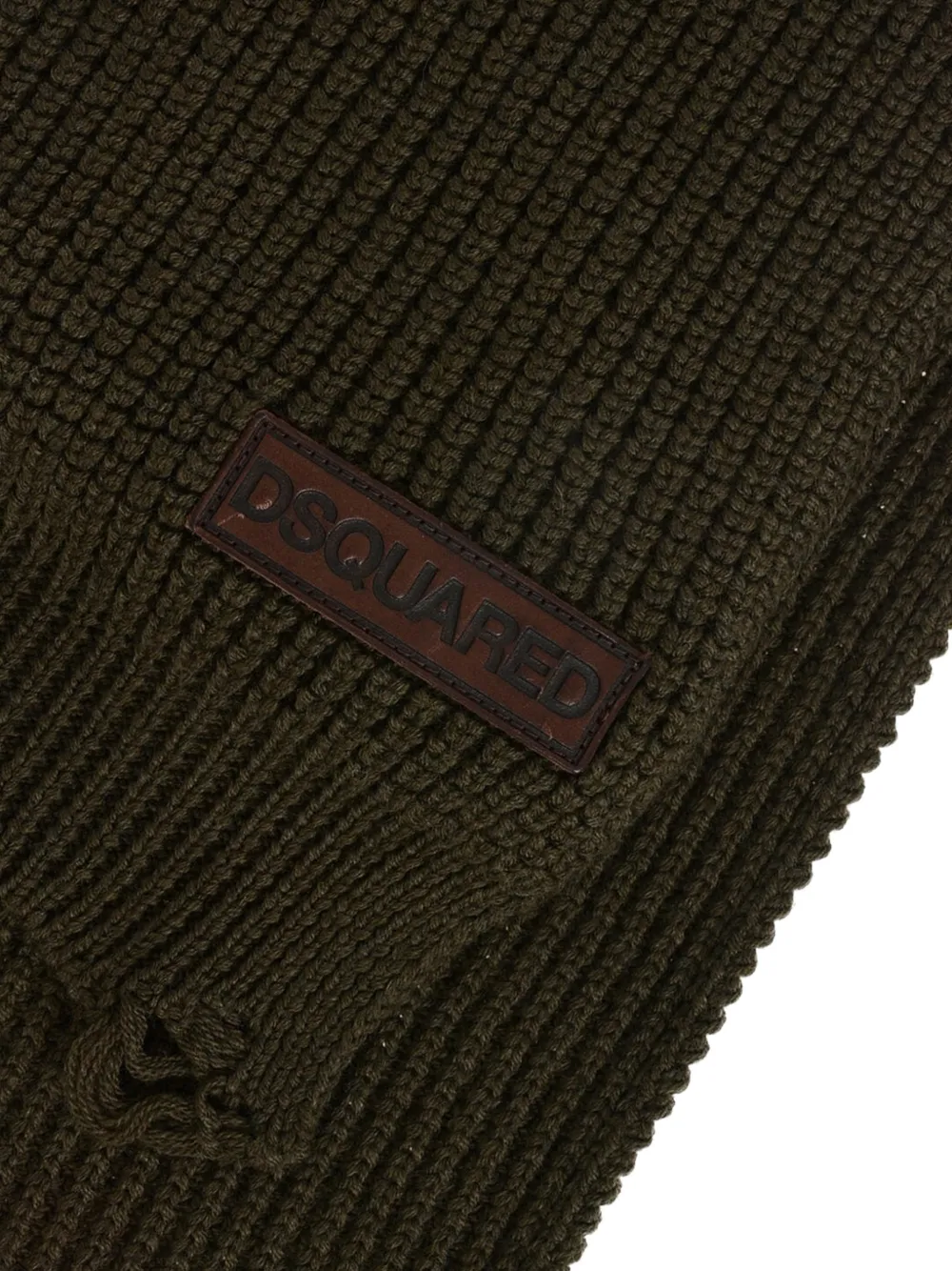 DSQUARED2 logo-patch fringed-hem scarf Groen
