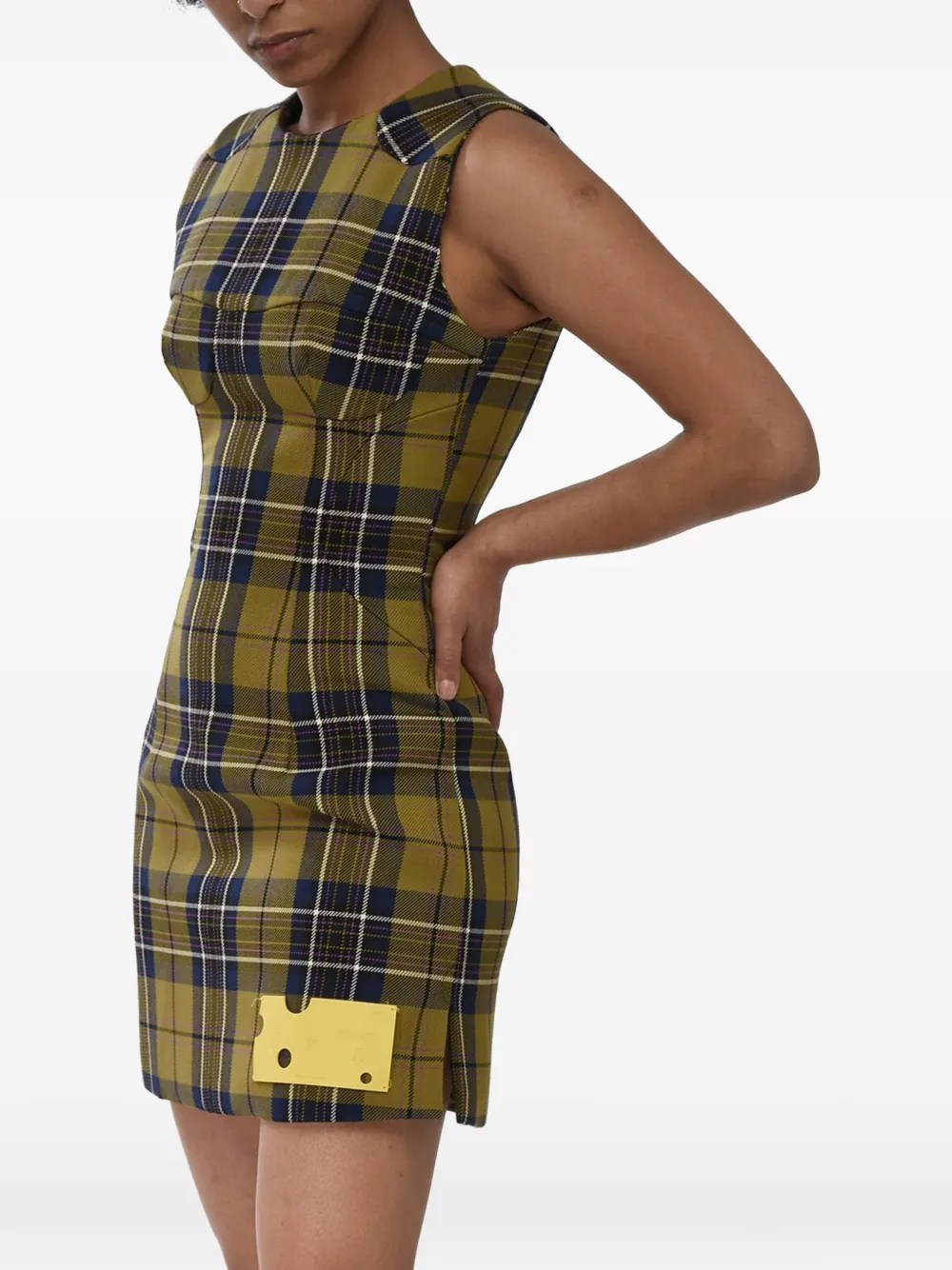 Off-White tartan-print mini dress - Grün
