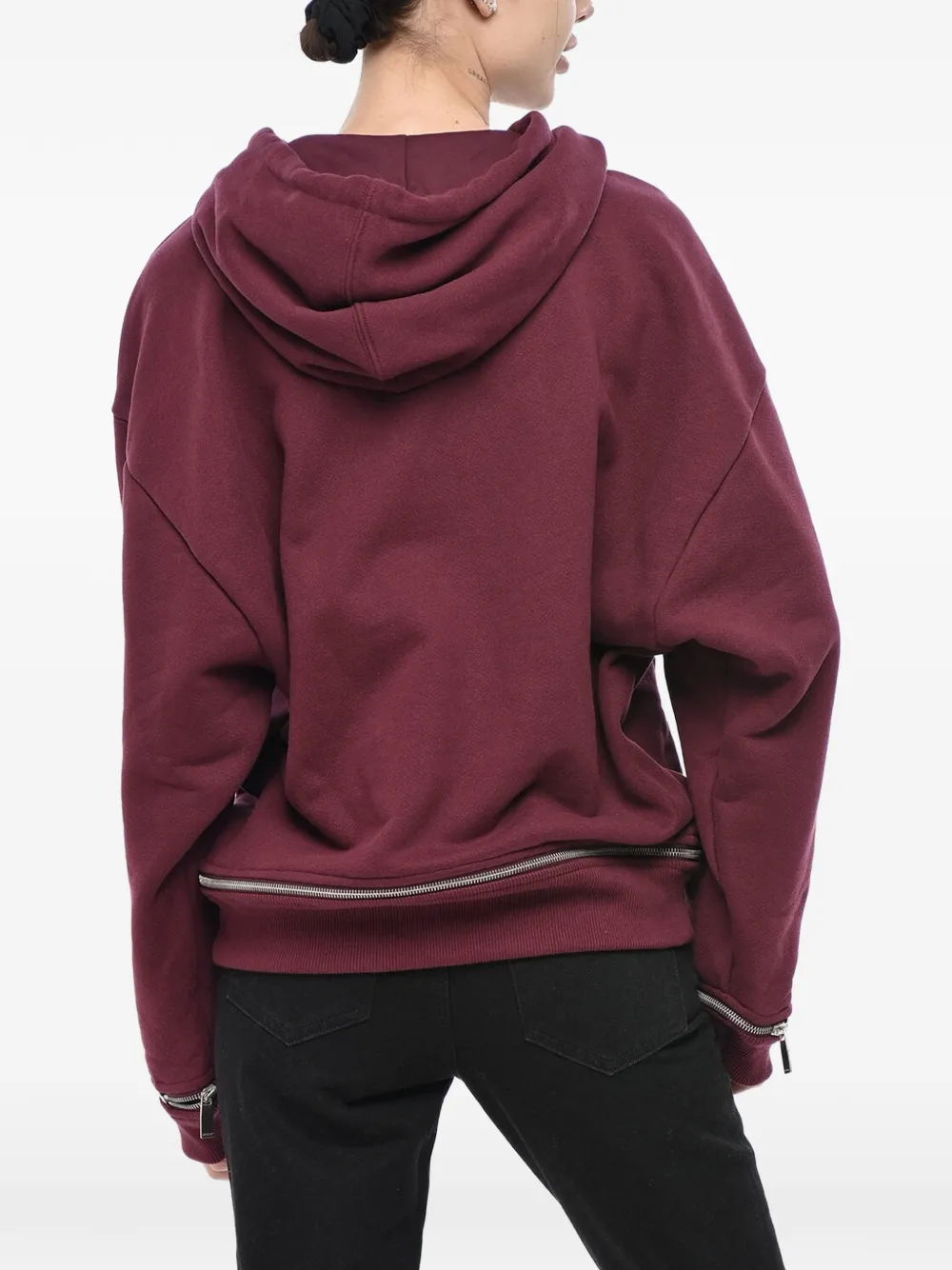 Off-White Hoodie met trekkoord en rits bij de zoom Rood