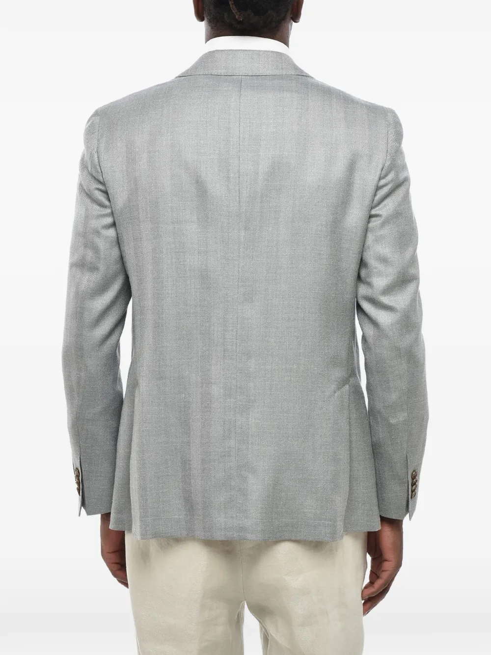 Corneliani herringbone single-breasted blazer Grijs