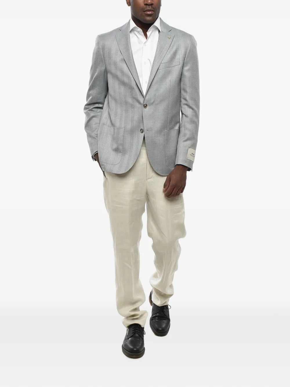 Corneliani herringbone single-breasted blazer Grijs