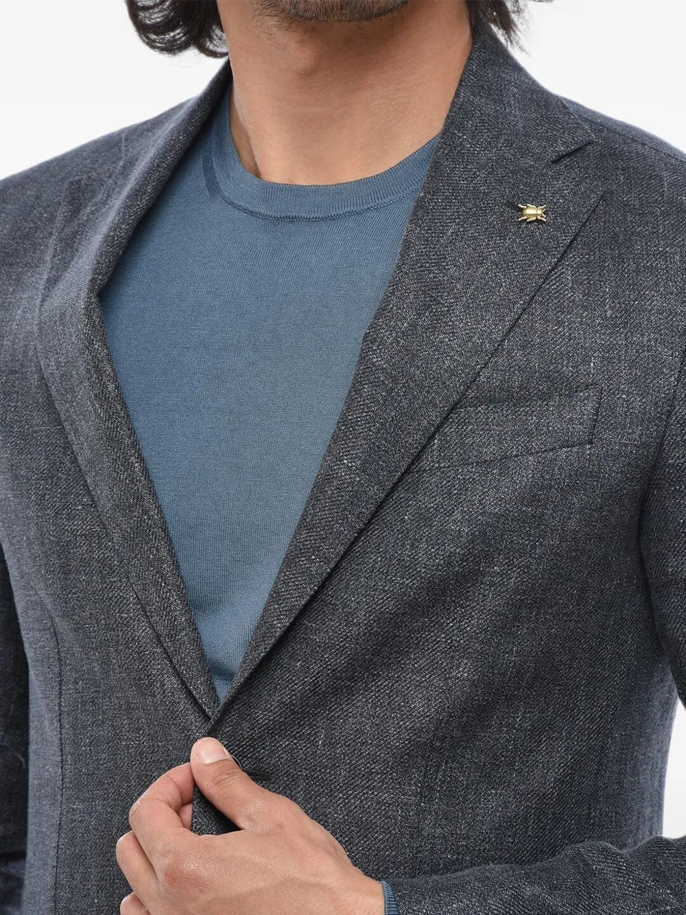 Corneliani single-breasted patch-pocket blazer Blauw