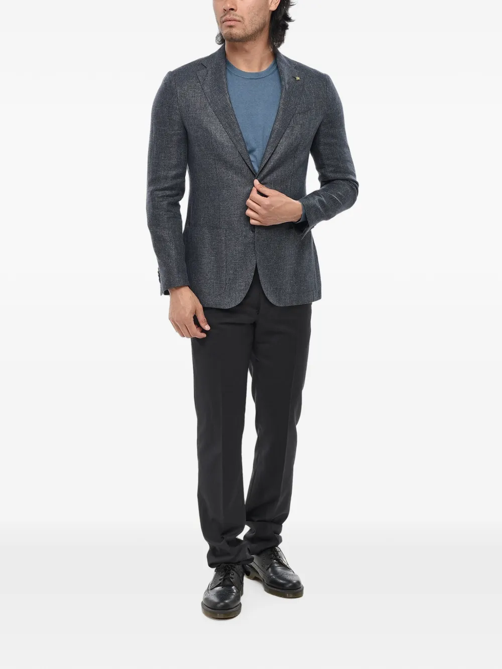 Corneliani single-breasted patch-pocket blazer Blauw