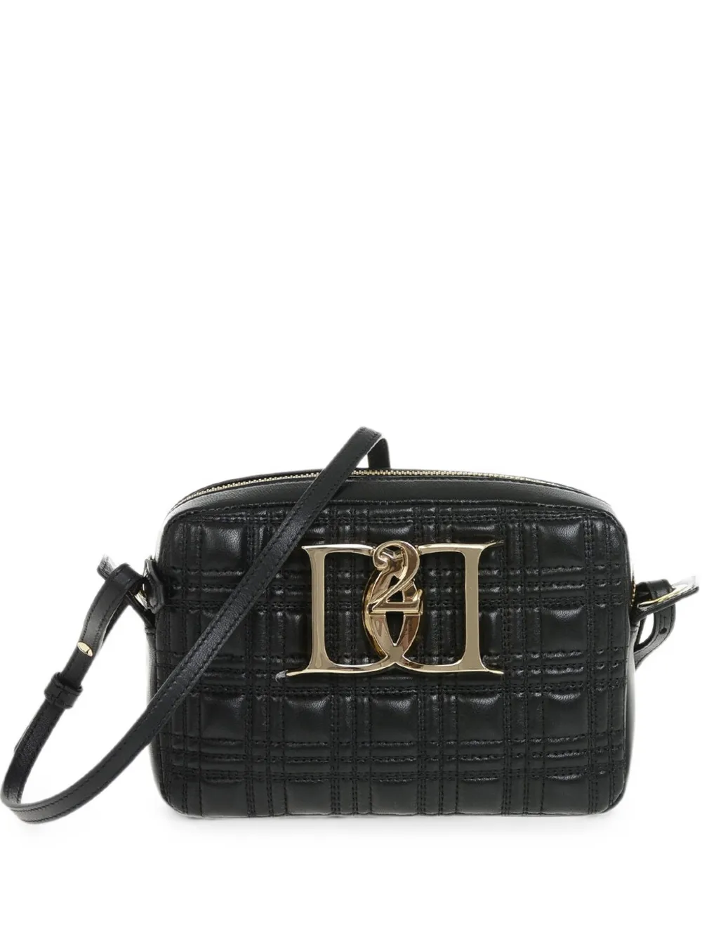 DSQUARED2 quilted logo-buckle crossbody bag - Schwarz