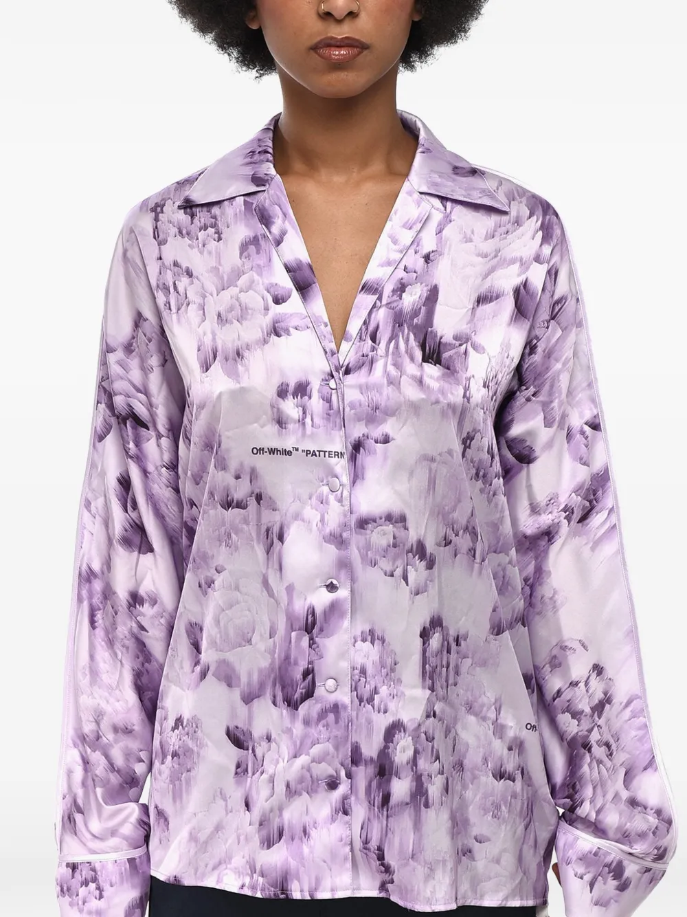 Off-White floral-print satin shirt - Violett