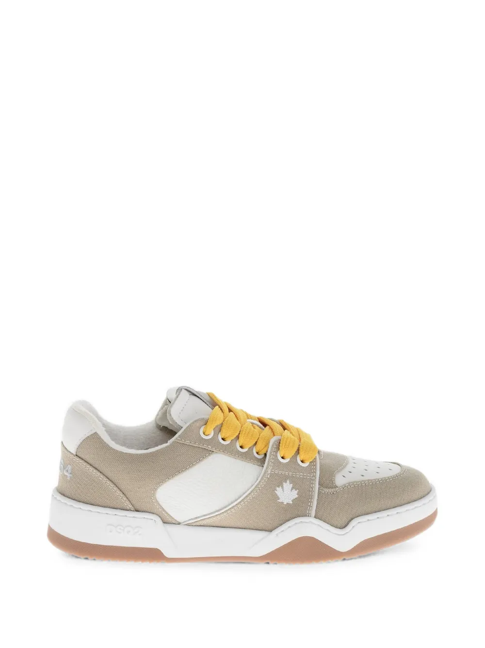 DSQUARED2 Spiker panelled leather sneakers Beige
