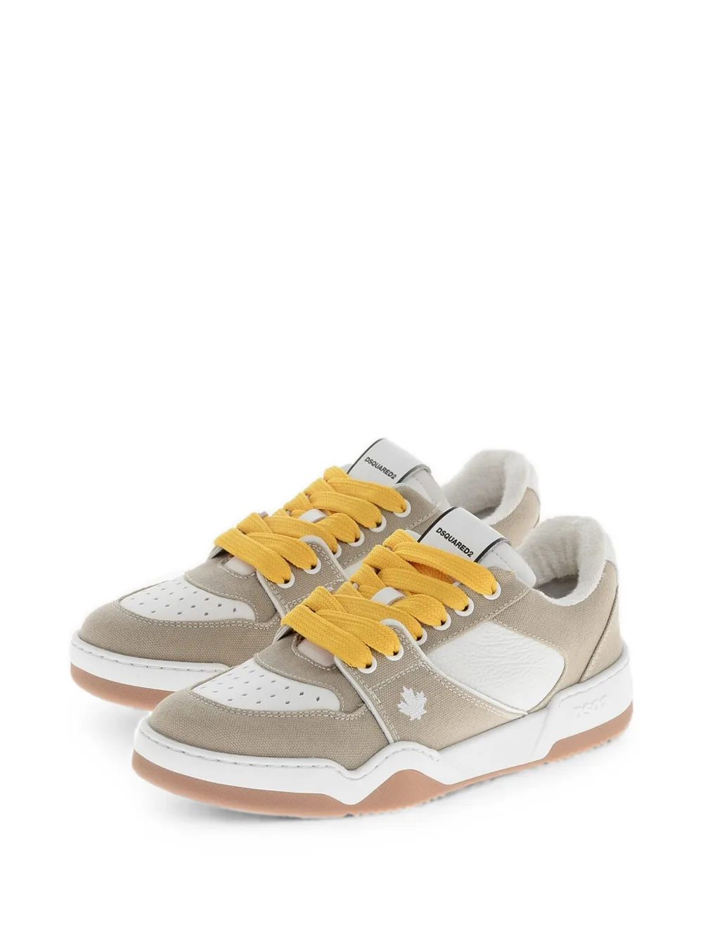 DSQUARED2 Spiker panelled leather sneakers Beige