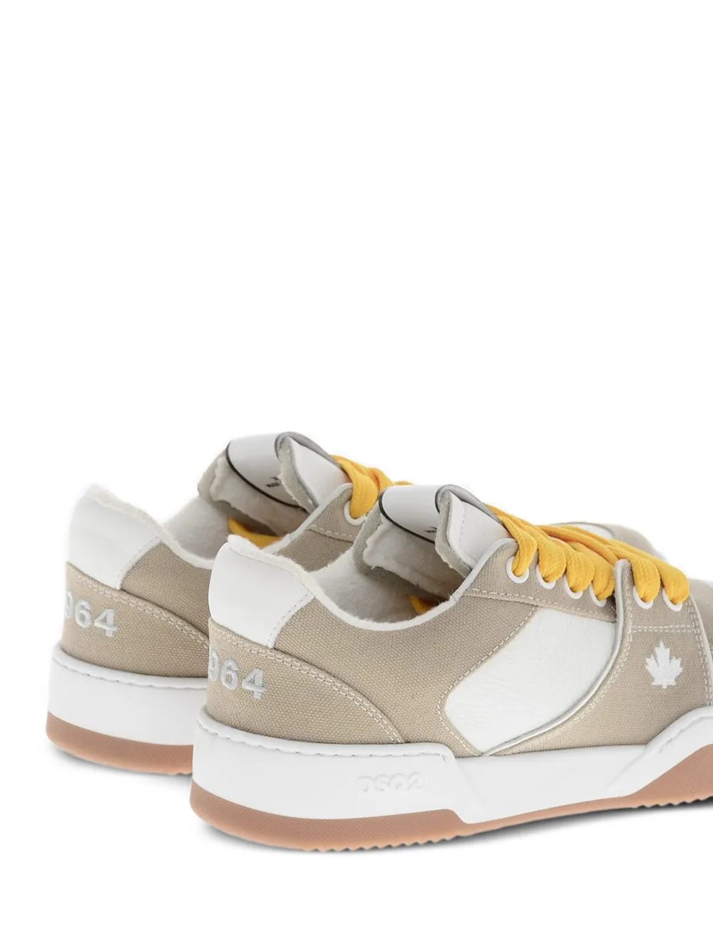 DSQUARED2 Spiker panelled leather sneakers Beige