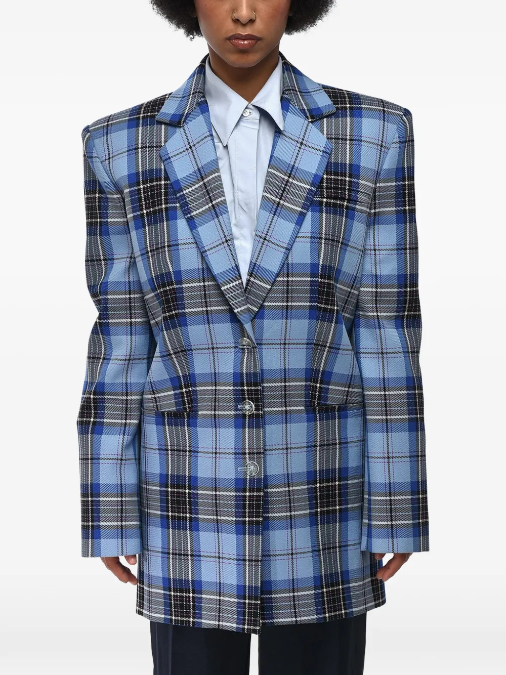 Off-White Tomboy tartan blazer - Blau