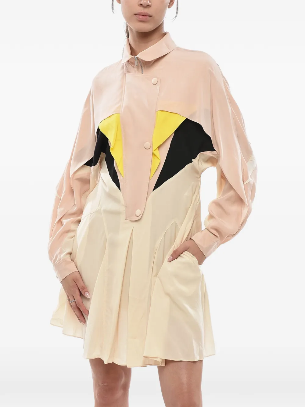 Stella McCartney mini margot contrast-detail dress - Nude