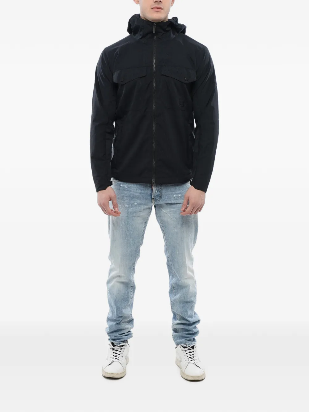 Woolrich Mesh hooded grid-texture jacket Blauw