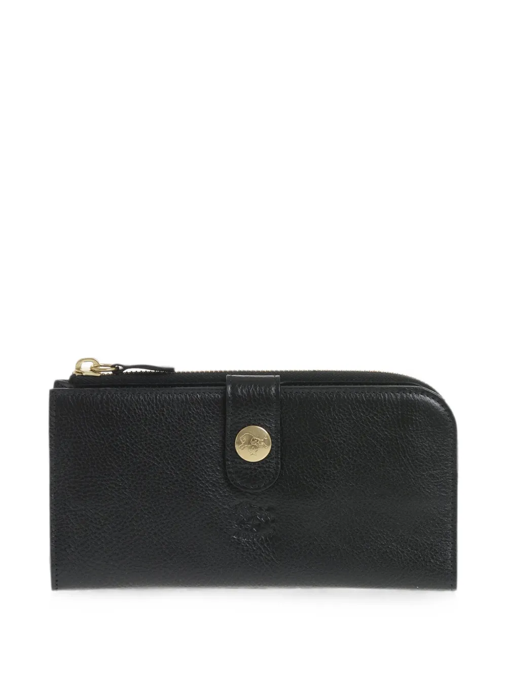 Il Bisonte hammered leather engraved-logo wallet - Schwarz