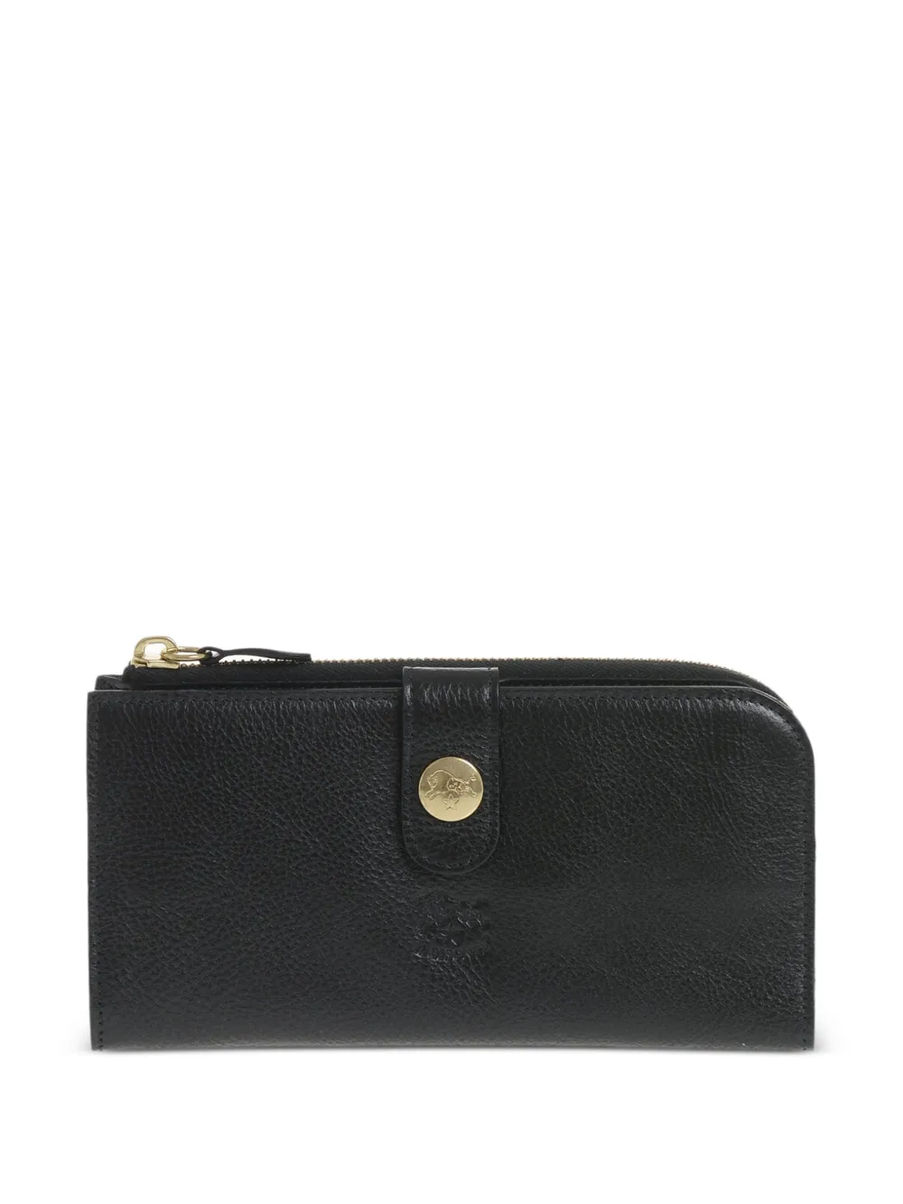 Il Bisonte hammered leather engraved-logo wallet - Schwarz