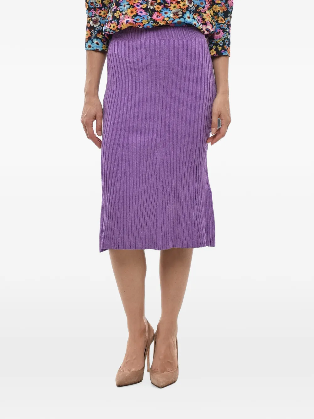 Stella McCartney elasticated rib-knit midi skirt - Violett