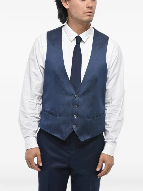 Corneliani pinpoint jetted-pockets waistcoat