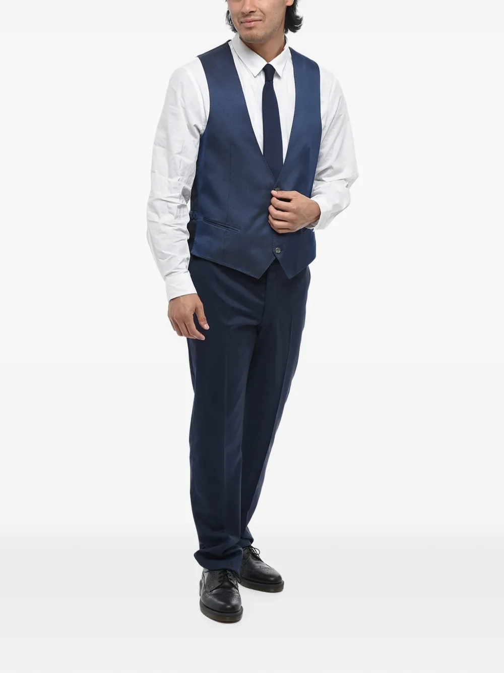 Corneliani pinpoint jetted-pockets waistcoat Blauw