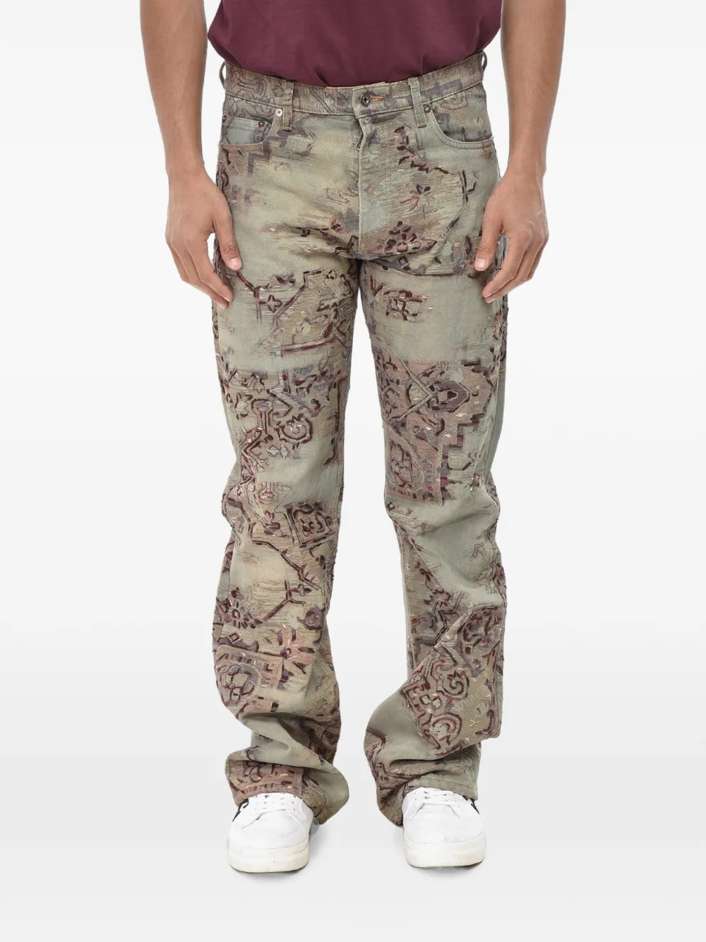 Off-White tapestry-print jeans - Grau