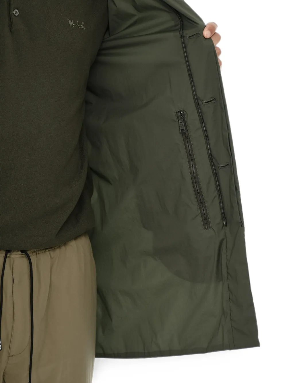 Woolrich concealed-closure single-breasted coat Groen