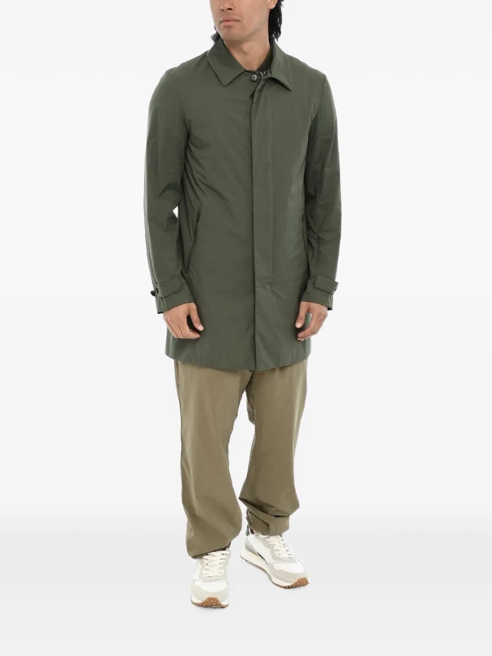 Woolrich concealed-closure single-breasted coat Groen