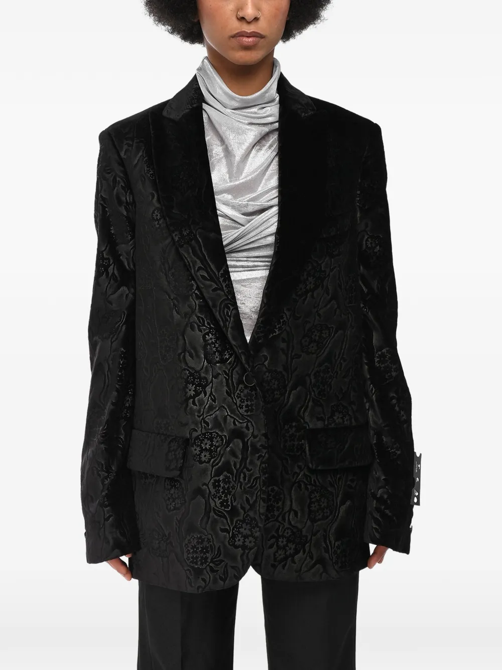 Off-White damask-velour Tomboy blazer - Schwarz