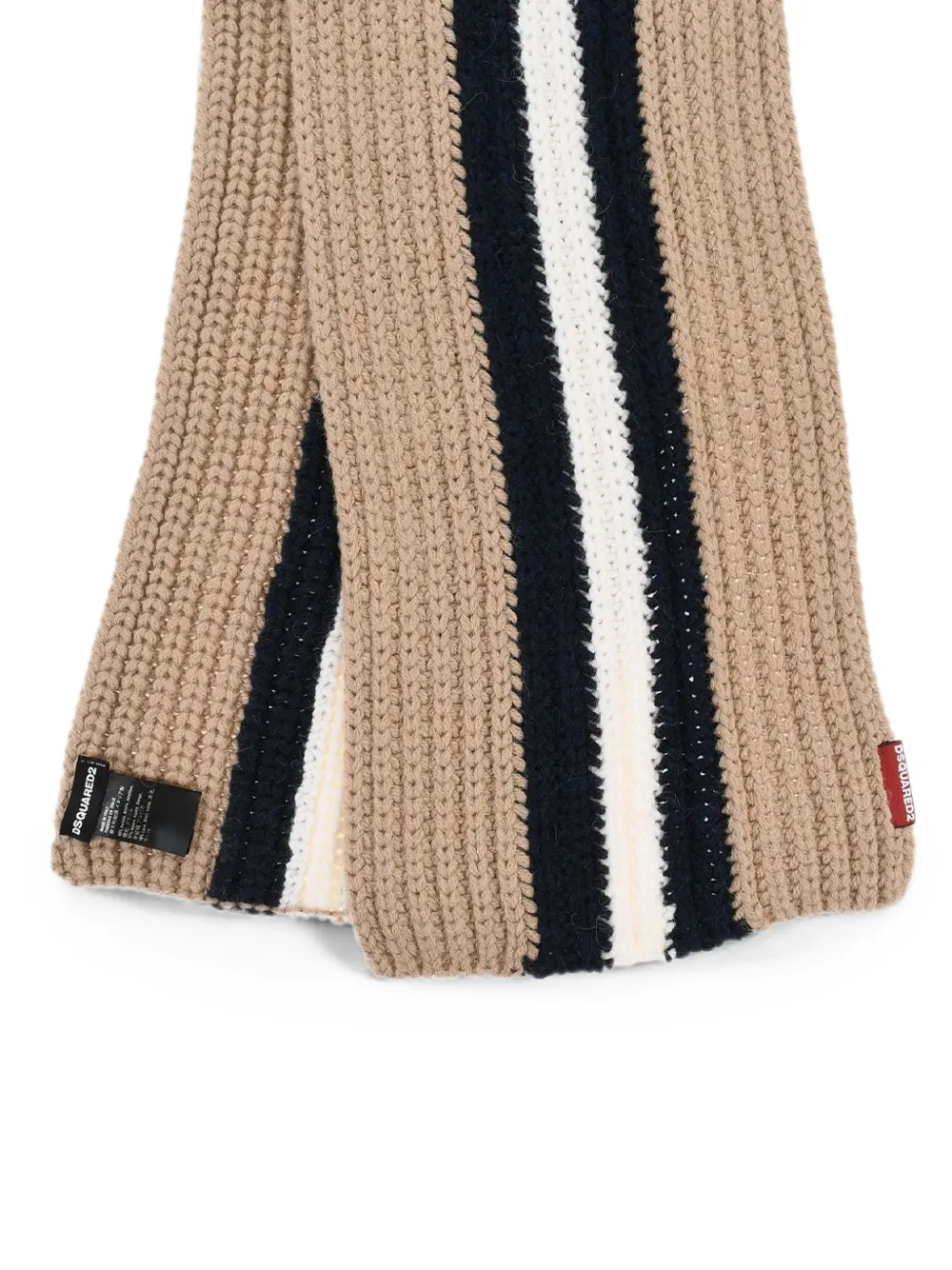 DSQUARED2 Ribgebreide sjaal Beige