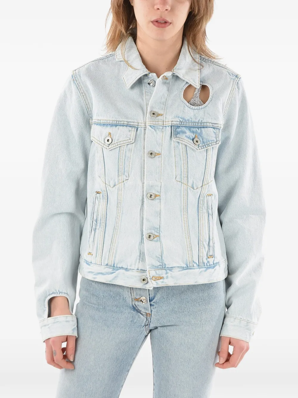 Off-White Meteor cut-out denim jacket - Blau