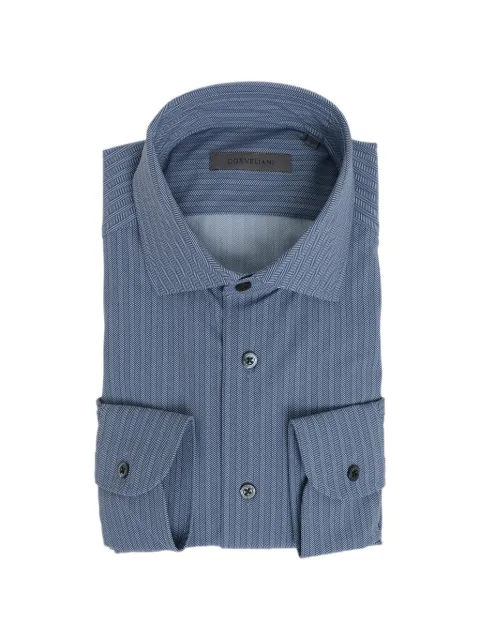 Corneliani herringbone-patterned French-collar shirt