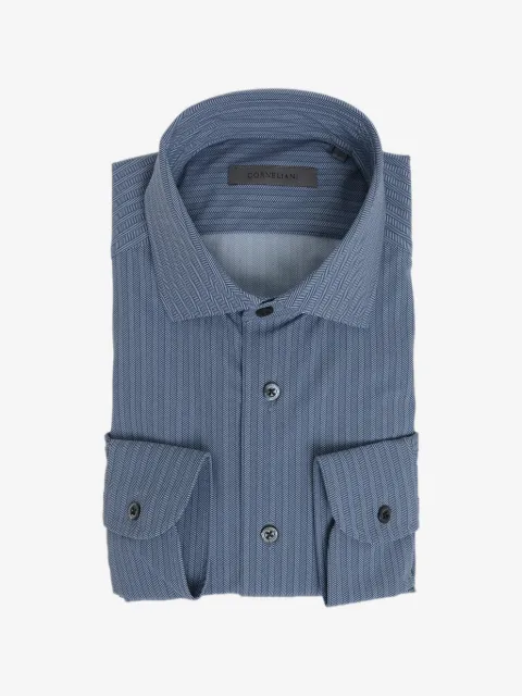 Corneliani herringbone-patterned French-collar shirt